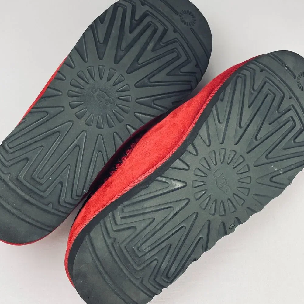 ~ UGG 12 Mens Tasman II Slipper Brick Red Suede Lambswool Lining Wool Warm *flaw